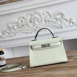 Kylie II mini color bubble green imported epsom leather semi-handmade hand-stitched waxed thread size 19cm Lot of 680