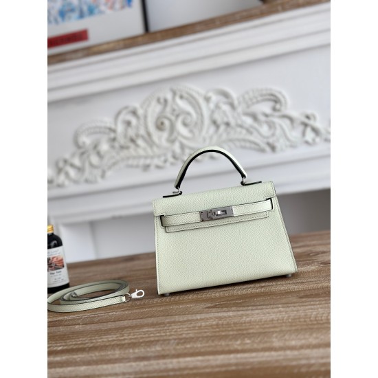 Kylie II mini color bubble green imported epsom leather semi-handmade hand-stitched waxed thread size 19cm Lot of 680