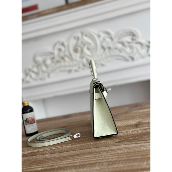 Kylie II mini color bubble green imported epsom leather semi-handmade hand-stitched waxed thread size 19cm Lot of 680