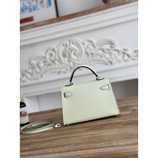 Kylie II mini color bubble green imported epsom leather semi-handmade hand-stitched waxed thread size 19cm Lot of 680