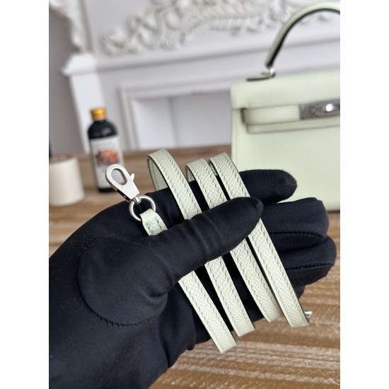 Kylie II mini color bubble green imported epsom leather semi-handmade hand-stitched waxed thread size 19cm Lot of 680