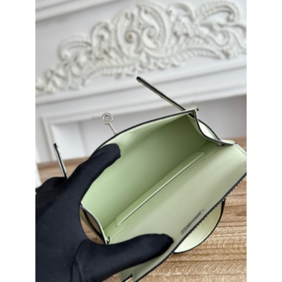 Kylie II mini color bubble green imported epsom leather semi-handmade hand-stitched waxed thread size 19cm Lot of 680