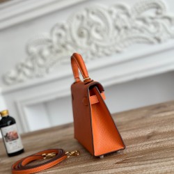 Kylie II mini color orange imported epsom leather semi-handmade hand-stitched waxed thread size 19cm Lot of 680