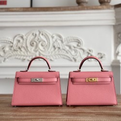 Kylie II mini color milkshake powder imported epsom leather semi-handmade hand-stitched waxed thread size 19cm Lot of 680