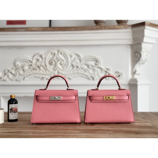 Kylie II mini color milkshake powder imported epsom leather semi-handmade hand-stitched waxed thread size 19cm Lot of 680