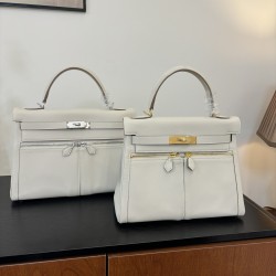 Kelly lakis kelly 2832 two sizes gold and silver buckle double zipper pocket design is also too chic ah swift leather half hand waxed stitching all stainless steel hardware subtle glossy feeling hand carry or shoulder carry is very elegant daily commuting