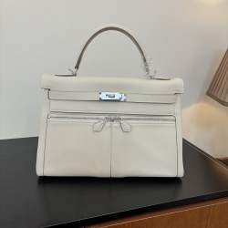 Kelly lakis kelly 2832 two sizes gold and silver buckle double zipper pocket design is also too chic ah swift leather half hand waxed stitching all stainless steel hardware subtle glossy feeling hand carry or shoulder carry is very elegant daily commuting