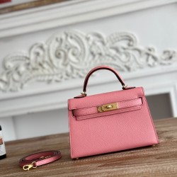 Kylie II mini color milkshake powder imported epsom leather semi-handmade hand-stitched waxed thread size 19cm Lot of 680