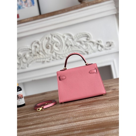 Kylie II mini color milkshake powder imported epsom leather semi-handmade hand-stitched waxed thread size 19cm Lot of 680