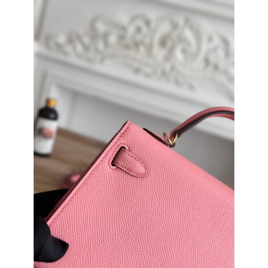 Kylie II mini color milkshake powder imported epsom leather semi-handmade hand-stitched waxed thread size 19cm Lot of 680