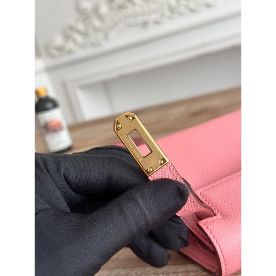 Kylie II mini color milkshake powder imported epsom leather semi-handmade hand-stitched waxed thread size 19cm Lot of 680