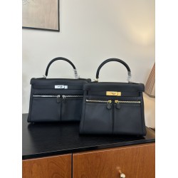 Kelly lakis kelly 2832 two sizes gold and silver buckle double zipper pocket design is also too chic ah swift leather half hand waxed stitching all stainless steel hardware subtle glossy feeling hand carry or shoulder carry is very elegant daily commuting