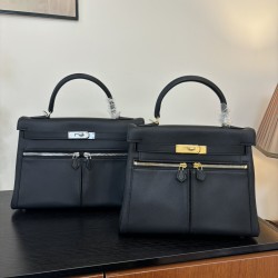 Kelly lakis kelly 2832 two sizes gold and silver buckle double zipper pocket design is also too chic ah swift leather half hand waxed stitching all stainless steel hardware subtle glossy feeling hand carry or shoulder carry is very elegant daily commuting