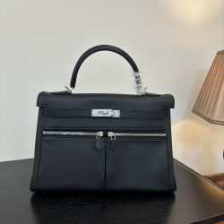 Kelly lakis kelly 2832 two sizes gold and silver buckle double zipper pocket design is also too chic ah swift leather half hand waxed stitching all stainless steel hardware subtle glossy feeling hand carry or shoulder carry is very elegant daily commuting