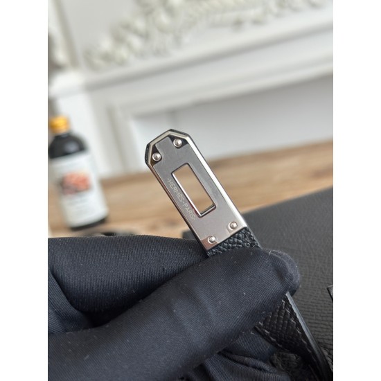 Kylie II mini color black imported epsom leather silver buckle semi handmade hand stitched waxed thread size 19cm Lot of 680