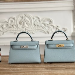 Kylie II mini color haze blue imported epsom leather semi-handmade hand-stitched waxed thread size 19cm Lot of 680