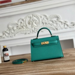 Kylie II mini color Verona green imported epsom leather semi-handmade hand-stitched waxed thread size 19cm Lot of 680