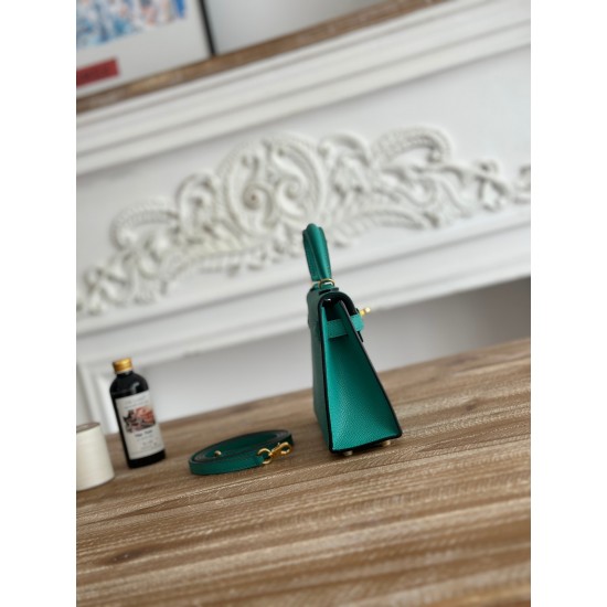 Kylie II mini color Verona green imported epsom leather semi-handmade hand-stitched waxed thread size 19cm Lot of 680