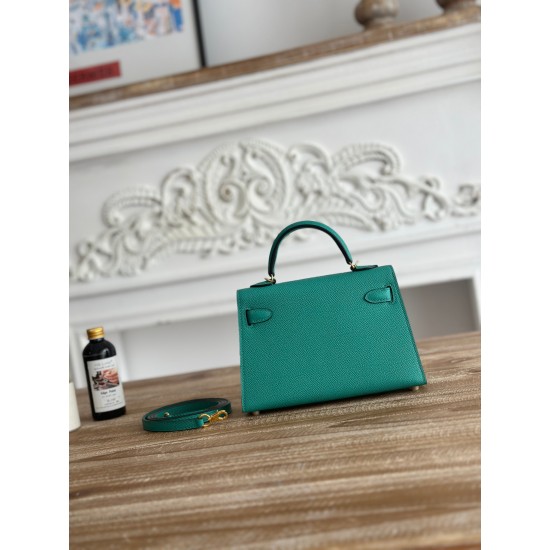Kylie II mini color Verona green imported epsom leather semi-handmade hand-stitched waxed thread size 19cm Lot of 680