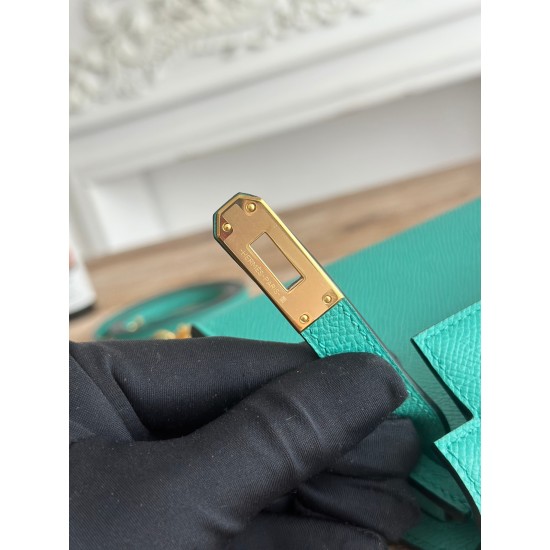 Kylie II mini color Verona green imported epsom leather semi-handmade hand-stitched waxed thread size 19cm Lot of 680