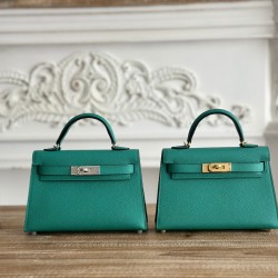 Kylie II mini color Verona green imported epsom leather semi-handmade hand-stitched waxed thread size 19cm Lot of 680
