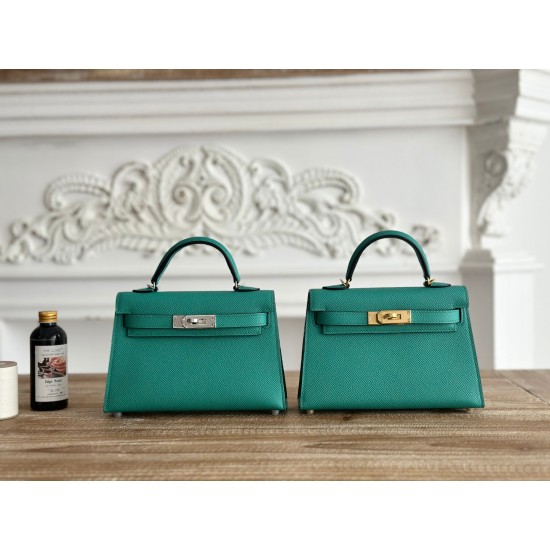 Kylie II mini color Verona green imported epsom leather semi-handmade hand-stitched waxed thread size 19cm Lot of 680
