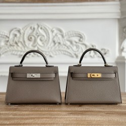 Kylie II mini color asphalt grey imported epsom leather semi-handmade hand-stitched waxed thread size 19cm Lot of 680