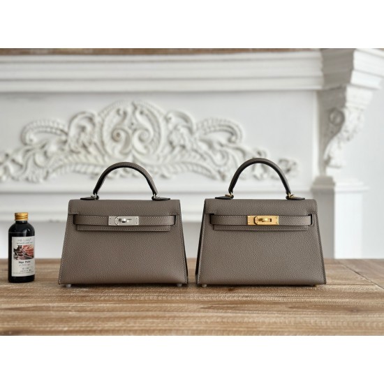 Kylie II mini color asphalt grey imported epsom leather semi-handmade hand-stitched waxed thread size 19cm Lot of 680