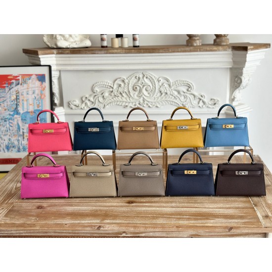 Kylie II mini color orange imported epsom leather semi-handmade hand-stitched waxed thread size 19cm Lot of 680