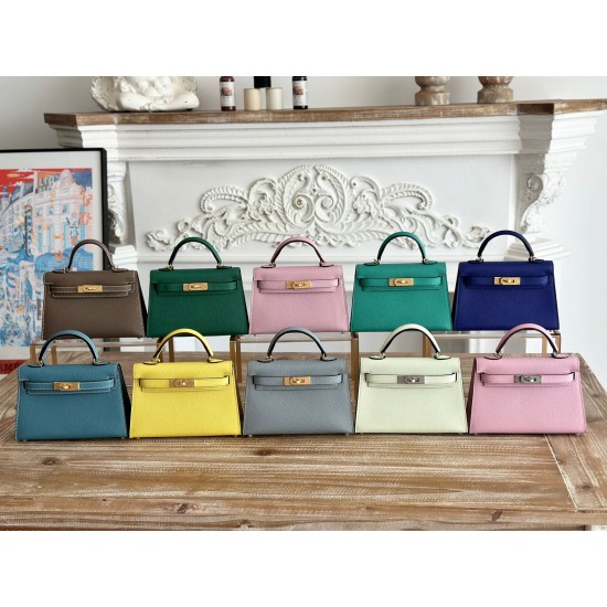 Kylie II mini color orange imported epsom leather semi-handmade hand-stitched waxed thread size 19cm Lot of 680