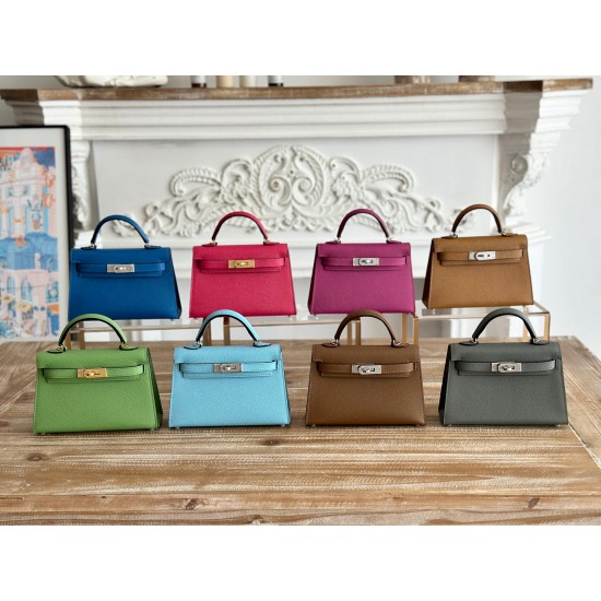 Kylie II mini color orange imported epsom leather semi-handmade hand-stitched waxed thread size 19cm Lot of 680