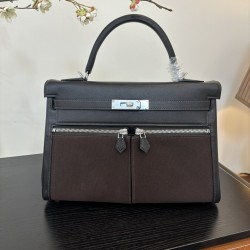 Kelly lakis kelly 2832 two sizes gold and silver buckle double zipper pocket design is also too chic ah swift leather half hand waxed stitching all stainless steel hardware subtle glossy feeling hand carry or shoulder carry is very elegant daily commuting