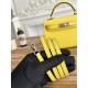 Kylie II mini color lemon yellow imported epsom leather semi-handmade hand sewing waxed thread size 19cm Lot of 680