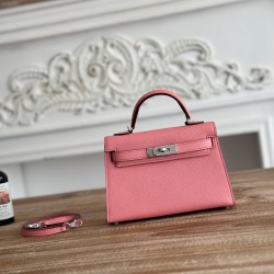 Kylie II mini color milkshake powder imported epsom leather semi-handmade hand-stitched waxed thread size 19cm Lot of 680