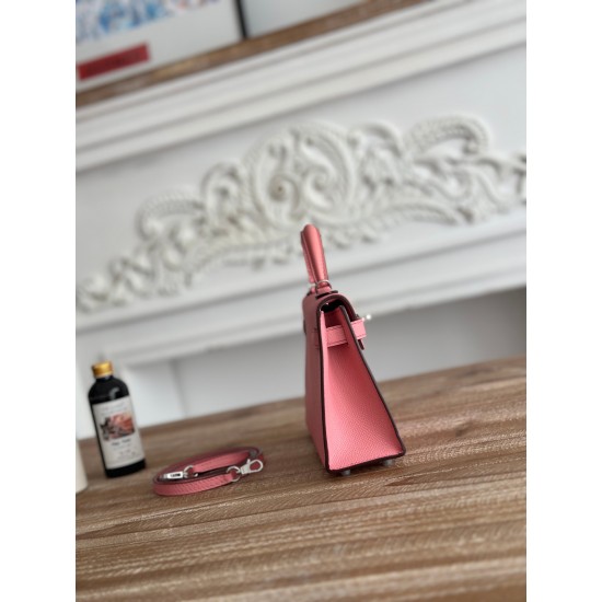 Kylie II mini color milkshake powder imported epsom leather semi-handmade hand-stitched waxed thread size 19cm Lot of 680