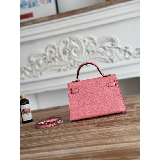 Kylie II mini color milkshake powder imported epsom leather semi-handmade hand-stitched waxed thread size 19cm Lot of 680