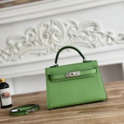 Kylie II mini color avocado green imported epsom leather semi-handmade hand-stitched waxed thread size 19cm Lot of 680