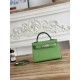Kylie II mini color avocado green imported epsom leather semi-handmade hand-stitched waxed thread size 19cm Lot of 680