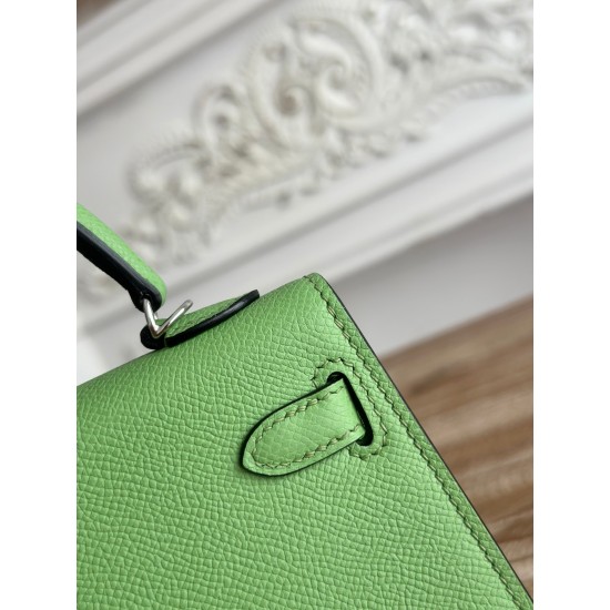 Kylie II mini color avocado green imported epsom leather semi-handmade hand-stitched waxed thread size 19cm Lot of 680