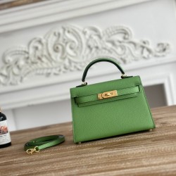 Kylie II mini color avocado green imported epsom leather semi-handmade hand-stitched waxed thread size 19cm Lot of 680