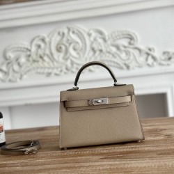 Kylie II mini color trench coat gray imported epsom leather semi-handmade hand-stitched waxed thread size 19cm Lot of 680