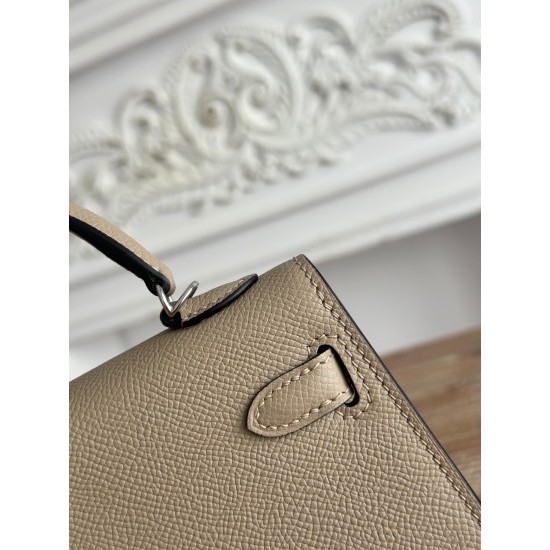 Kylie II mini color trench coat gray imported epsom leather semi-handmade hand-stitched waxed thread size 19cm Lot of 680