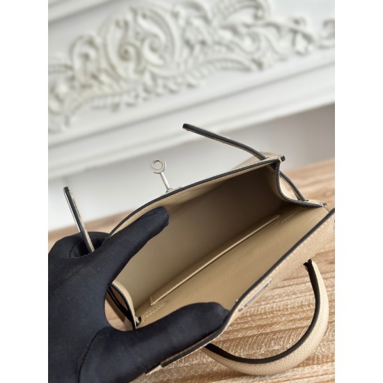 Kylie II mini color trench coat gray imported epsom leather semi-handmade hand-stitched waxed thread size 19cm Lot of 680