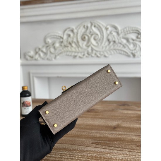 Kylie II mini color asphalt grey imported epsom leather semi-handmade hand-stitched waxed thread size 19cm Lot of 680