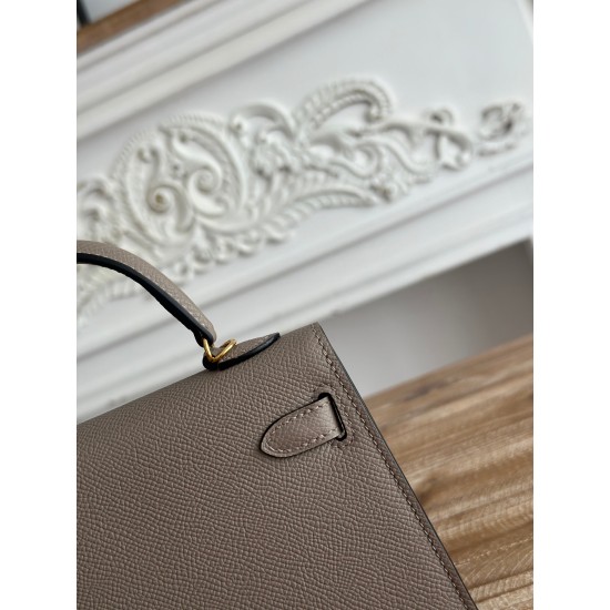 Kylie II mini color asphalt grey imported epsom leather semi-handmade hand-stitched waxed thread size 19cm Lot of 680