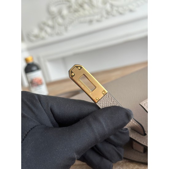 Kylie II mini color asphalt grey imported epsom leather semi-handmade hand-stitched waxed thread size 19cm Lot of 680