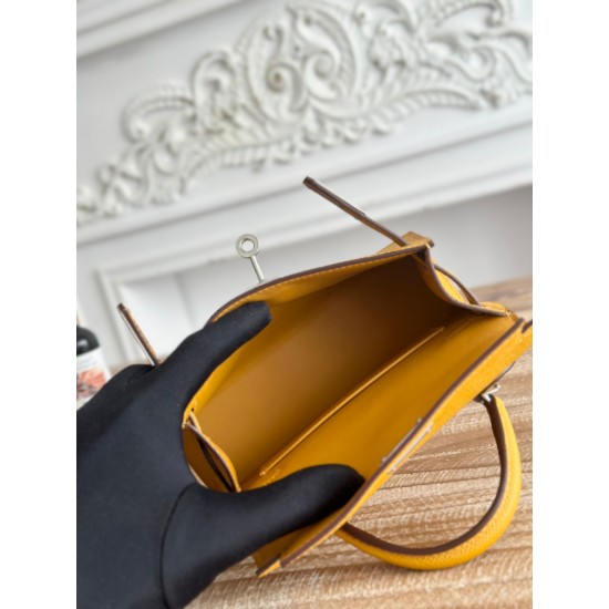 Kylie II mini color mustard yellow imported epsom leather semi-handmade hand-stitched waxed thread size 19cm Lot of 680