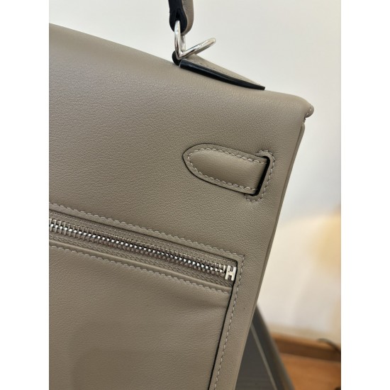 Kelly lakis kelly 2832 two sizes gold and silver buckle double zipper pocket design is also too chic ah swift leather half hand waxed stitching all stainless steel hardware subtle glossy feeling hand carry or shoulder carry is very elegant daily commuting