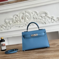 Kylie II mini color sky blue imported epsom leather semi-handmade hand-stitched waxed thread size 19cm Lot of 680