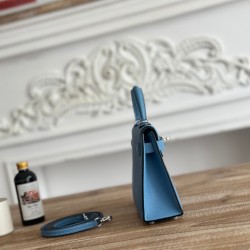 Kylie II mini color sky blue imported epsom leather semi-handmade hand-stitched waxed thread size 19cm Lot of 680